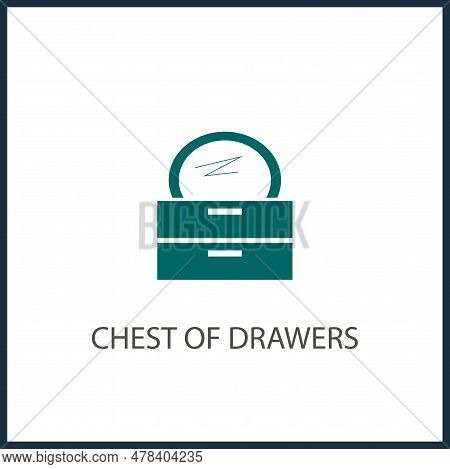 Chest Of Drawers With Mirror Vector Simple Icon. Commode Vector Icon