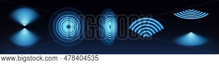 3d Wifi Wave Light Effect. Abstract Scan Radar Sensor Sound Signal Technology Digital Sign. Transpar