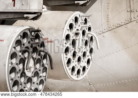 Turret Of The Anti-tank Missile System On Helicopter Gunship.