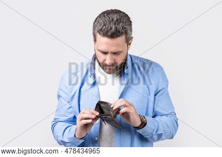 Poor Man With Wallet At Hand, Povetry. Photo Of Poor Man With Wallet. Poor Man With Wallet