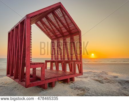 Relaxing View From A Seashore Bench At Esmoriz - Ovar, Portugal.