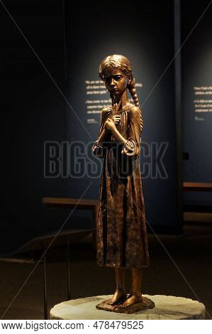 Winnipeg, Manitoba, Canada - 11 18 2014: Bitter Memory Of Childhood Bronze Monument By Ukrainian Scu