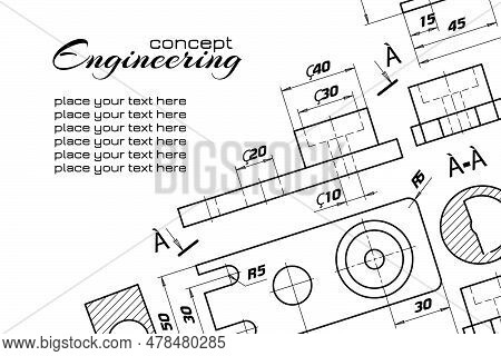 Engineering Concept. Abstract Technical Design. Vector Architectural Print. Mechanics Blueprints. De