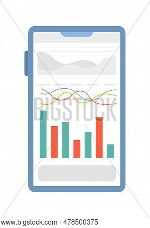 Smartphone Screen With Diagram Semi Flat Colour Vector Object