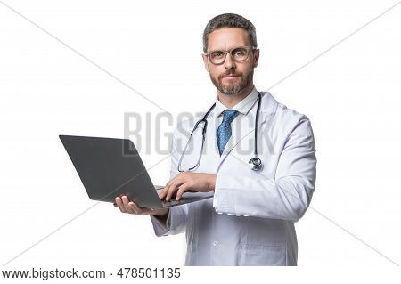 Doctor Presenting Emedicine On Background. Image Of Emedicine And Doctor Man