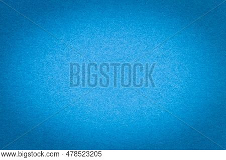 Texture Of Vintage Light Blue Paper Gradient Background With Dark Vignette. Structure Of Dense Craft