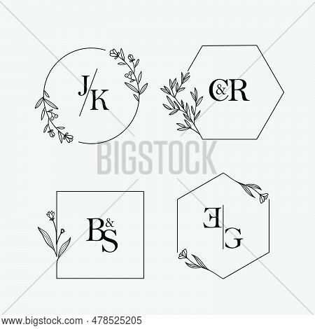 Simple Floral Frame With Initial Letter