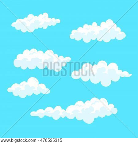 Cartoon Clouds Set Vector Cloud Isolated On Blue Sky