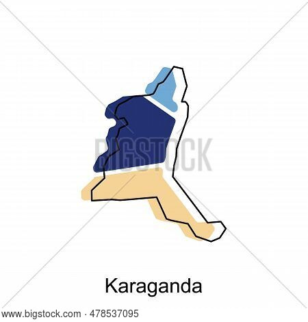 Karaganda City Republic Of Kazakhstan Map Vector Illustration, Vector Template With Outline Graphic 