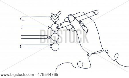 Hand With Check List Line Concept. Survey And User Opinion, Questionnare. Review Of Users And Custom