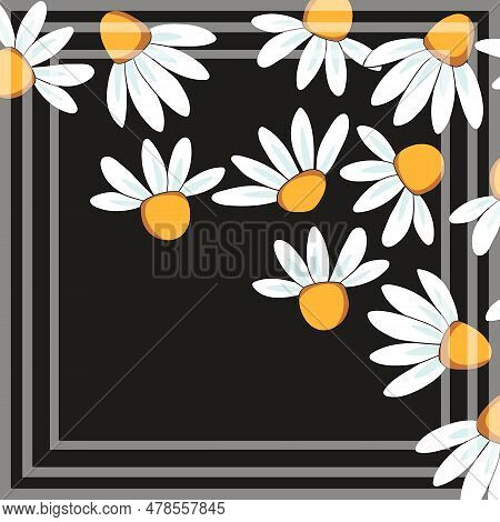 Print For Kerchief, Bandana, Scarf, Handkerchief, Shawl, Neck Scarf. Squared Pattern With Ornament F
