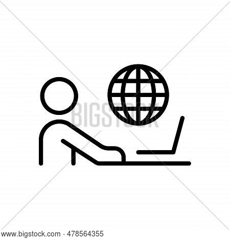 Remote Work Outline Vector Icon Isolated On White Background. Remote Work Line Icon For Web, Mobile 