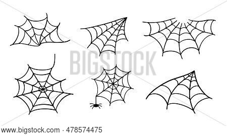 Spider Web Halloween Trap. Vector Cobweb Icons Set