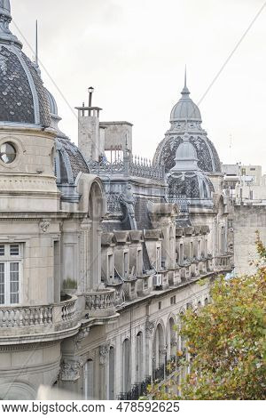 Buenos Aires, Argentina, May 20, 2023: Historic Architecture, Buildings On Avenida De Mayo Seen From