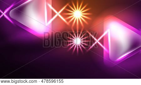 Techno Neon Triangles With Light Effects In The Dark