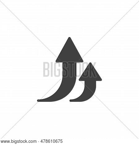 Two Arrows Up Vector Icon. Filled Flat Sign For Mobile Concept And Web Design. Improvement Glyph Ico