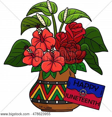 This Cartoon Clipart Shows A Juneteenth Flowers Illustration