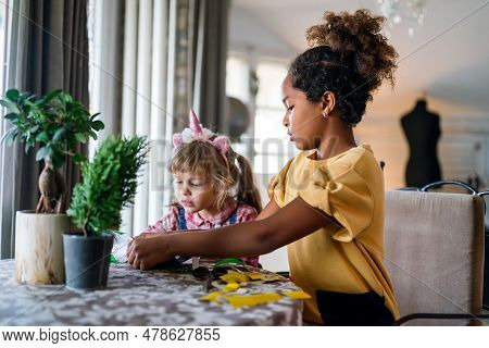 Multicultural Group Of Kids With Creative Handicraft.children Diversity Happiness Education Concept.