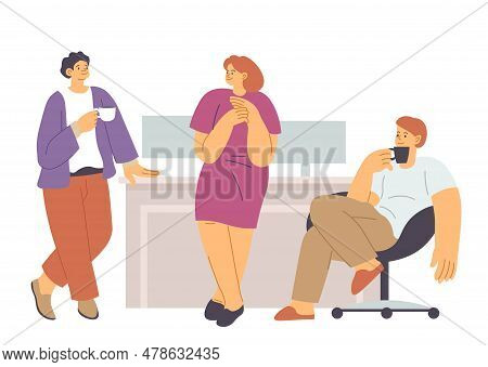 People At Work Drinking Coffee And Talking Vector