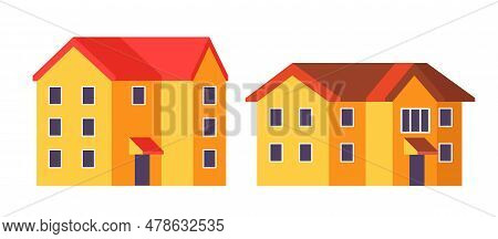 Houses Building With Apartment For Living Vector