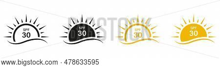 Spf 30 Sunblock Lotion Labels. Block Solar Radiation, Anti Ultraviolet Rays Symbol Collection. Sunsc