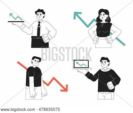 Young Perspective Entrepreneurs Monochromatic Flat Vector Characters Pack