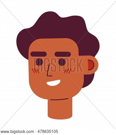 Cheerful Handsome Young Man Semi Flat Vector Character Head