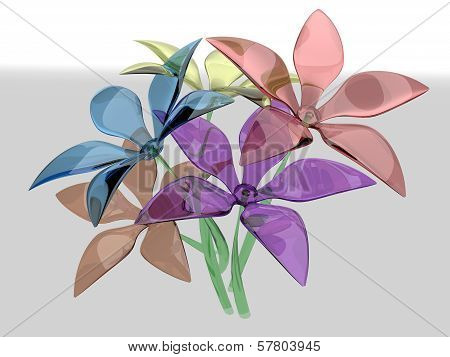 Bouquet Of Colorful Flowers Glass