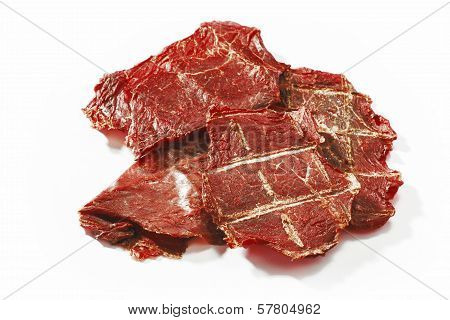 Beef Jerky On White Background
