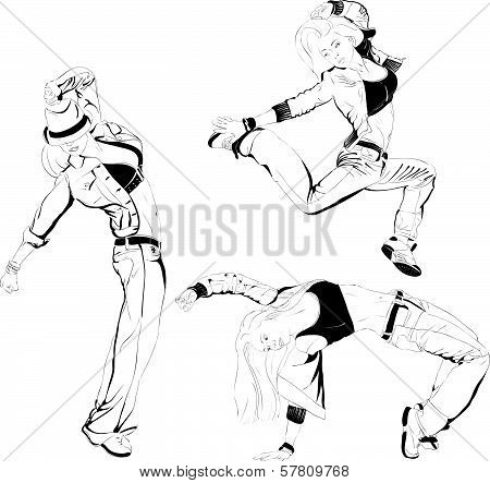 Girl dancing, vector