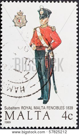 Uniform Of Subaltern Royal Malta Fencibles In 1839