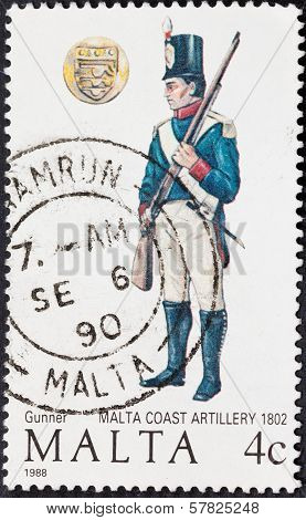 Uniform Of Gunner Malta Coast Artillery In 1802