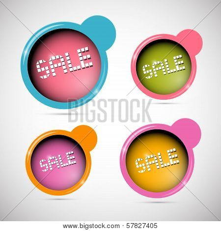 Retro Circle Abstract Sale Labels, Tags Set