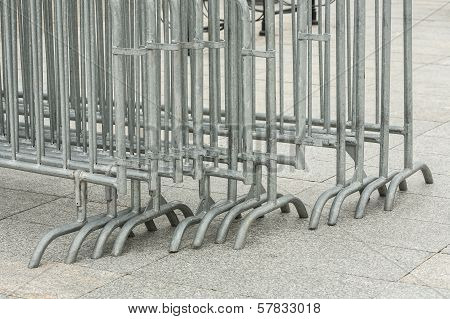 Metal barriers grouped into deployment.