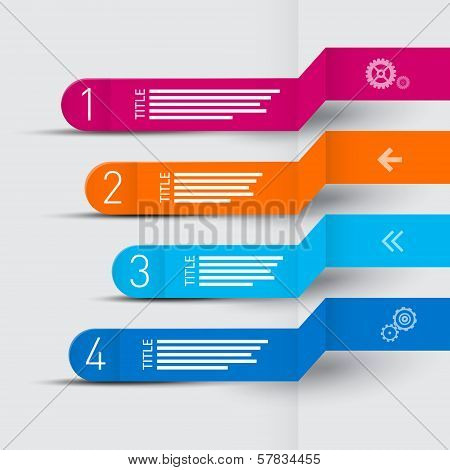 Vector Retro Paper Progress Steps For Tutorial, Infographics