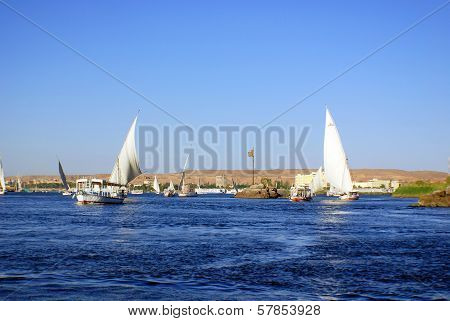 Felucca sails on the Nile river