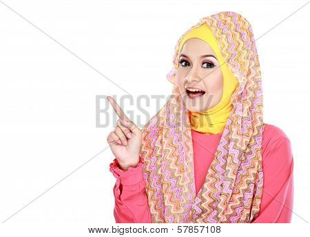 Young Moslem Woman Pointing