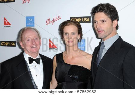 Rod Laver with Rachel Griffiths and Eric Bana  at the G'Day USA Australia Week 2009 Black Tie Gala. Renaissance Hotel Grand Ballroom, Hollywood, CA. 01-18-09