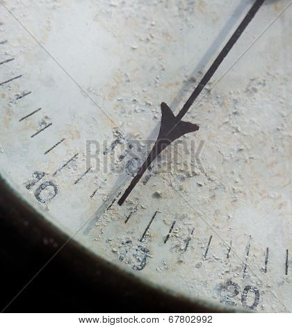 Meter Needle Old Barometer Closeup