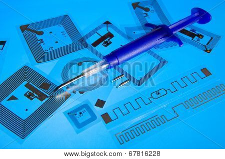 RFID implantation syringe and RFID tags