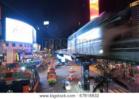Bukit Bintang and monorail night Kuala Lumpur Malaysia