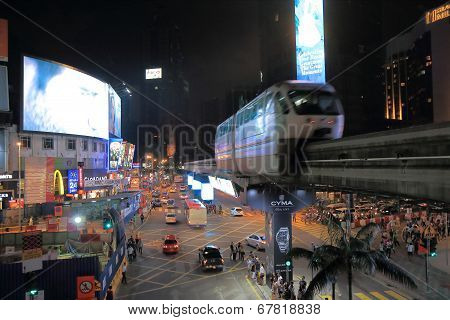 Bukit Bintang and monorail night Kuala Lumpur Malaysia