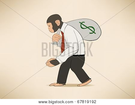Monkey with money sack
