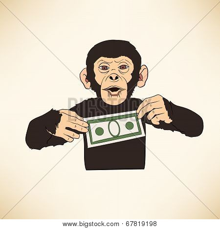 Monkey with dollar