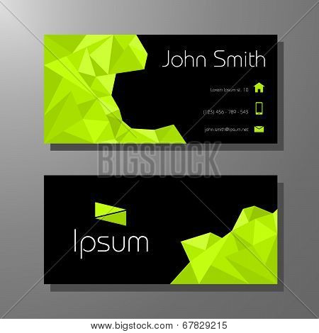 Business card polygon style - green and black