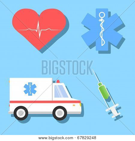 Set of medicine related illustrations and objects
