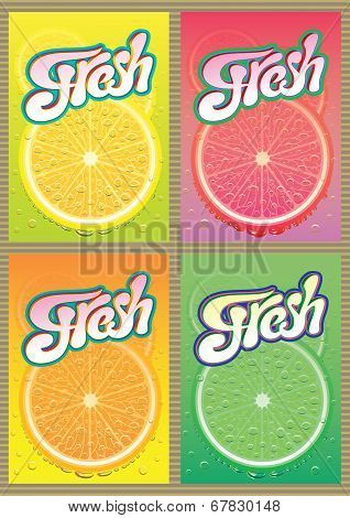 Set Of Vector Labels For Packaging Juice