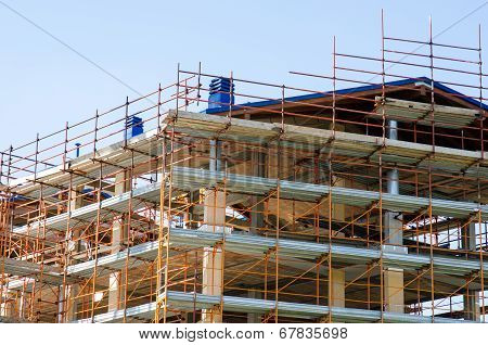 House Exterior In Construction And Crane