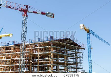 House Exterior In Construction And Crane