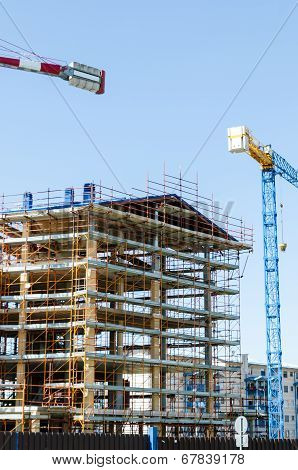 House Exterior In Construction And Crane